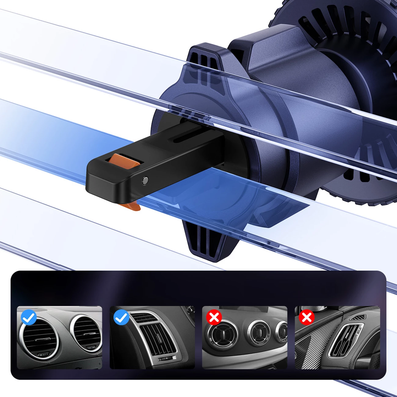 Mbajtës magnetik Baseus MagPro BS-CW04 me karikues wireless 15W, për ventilator të makinës, Zi