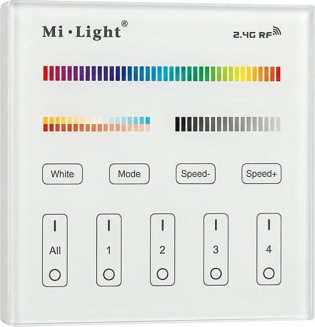 Telekomandë panel LED Miboxer Mi-Light, Smart RGB+CCT, 4 zona, e bardhë