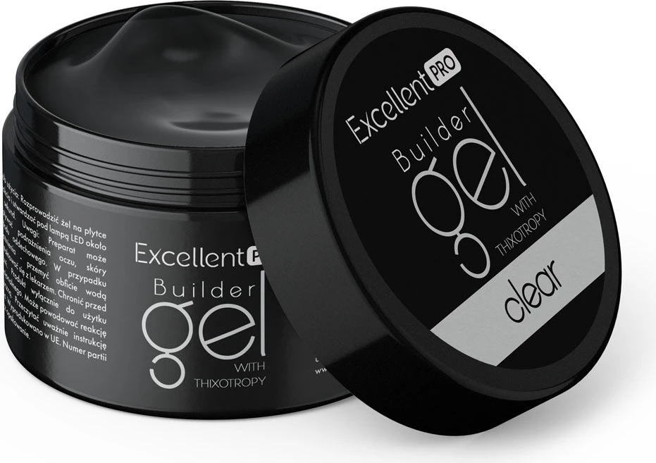 Xhel ndërtues për thonj për femra Excellent PRO With Thixotropy Clear, 15g Clear