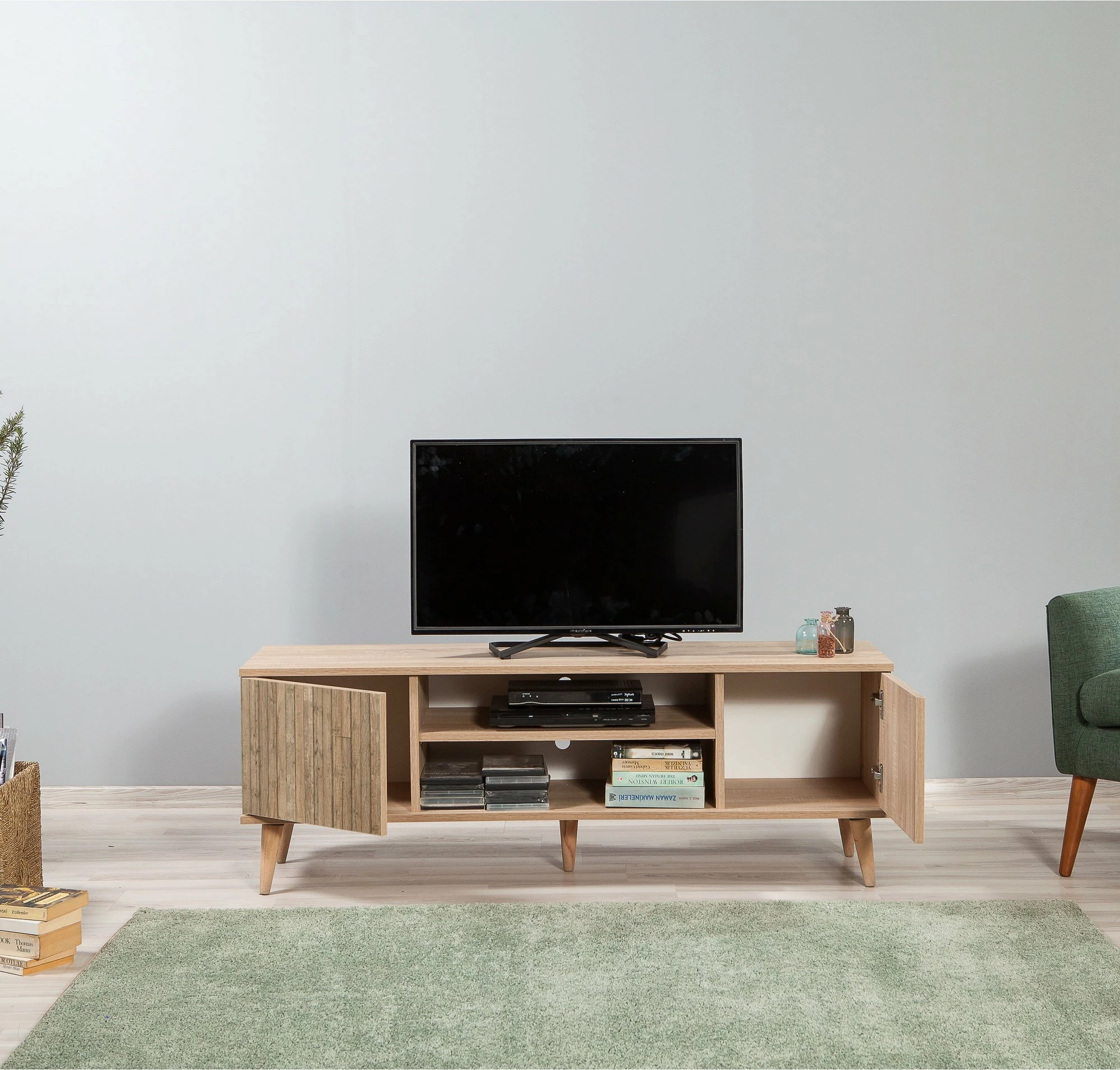 Komodë për TV, ngjyrë sonoma oak, Truva - 728