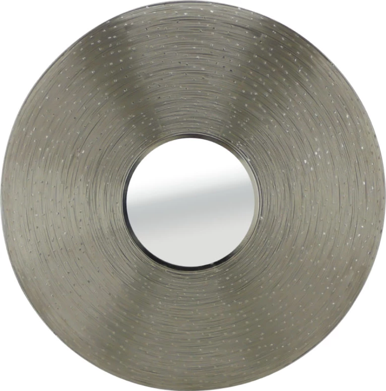 Pasqyrë dekorative, formë rrethore, ngjyrë argjendi, 74x74x9 cm