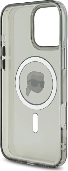 Mbështjellës Karl Lagerfeld IML Metal Karl Head MagSafe për iPhone 16 Pro Max, Zi
