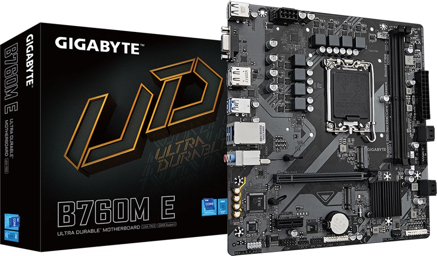 Pllakë amë GIGABYTE B760M E, LGA1700, DDR5 (2 slote), mATX