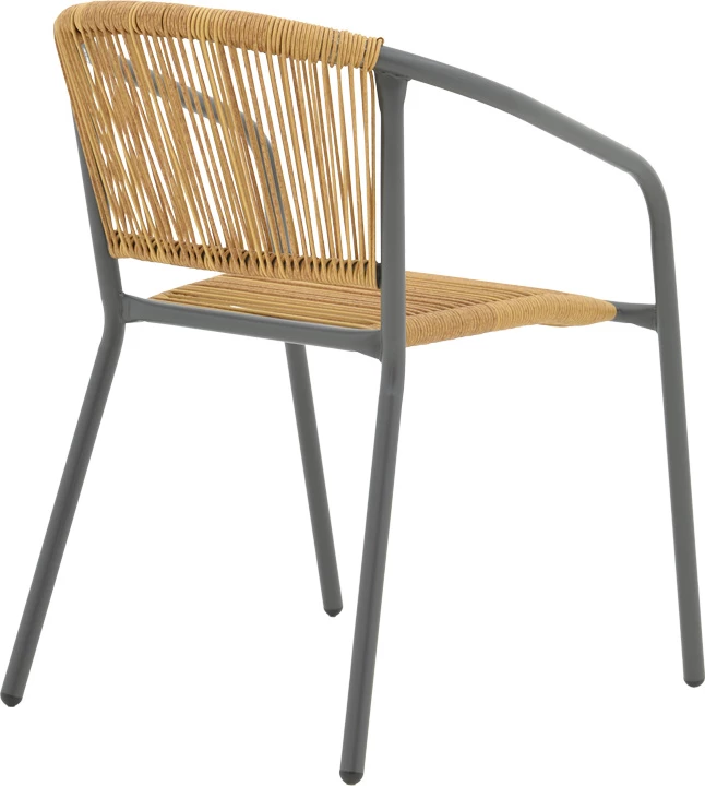 Tavolinë me karrige Valor-Lindaria, set prej 5 pjesësh, metal antracit-xham-pe rattan, hije natyrale, 110x60x70cm