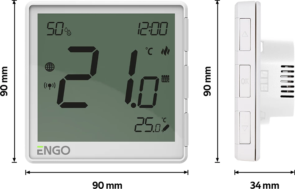 Termostat dhome ENGO EONE230W me internet me Kabllo 