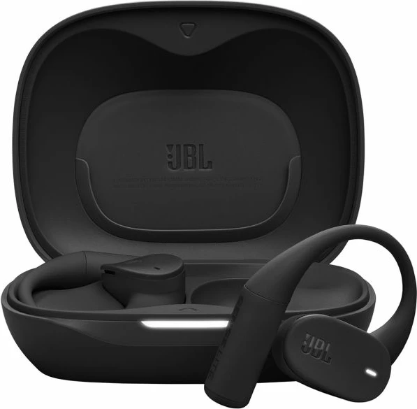 Kufje JBL Sense Lite open-ear pa tela, Bluetooth 5.4, 32 orë, IP54, 4 mikrofona, e zezë, set me kuti karikimi