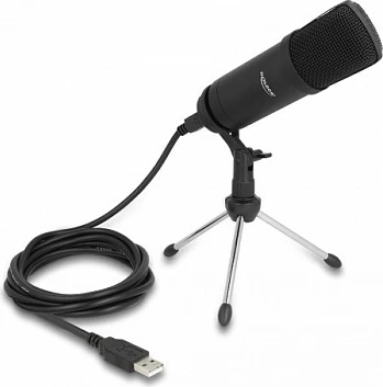 Mikrofon USB kondensator DeLOCK Professional, 24-bit/192 kHz, unidireksional, me tripod, 2.5 m, i zi