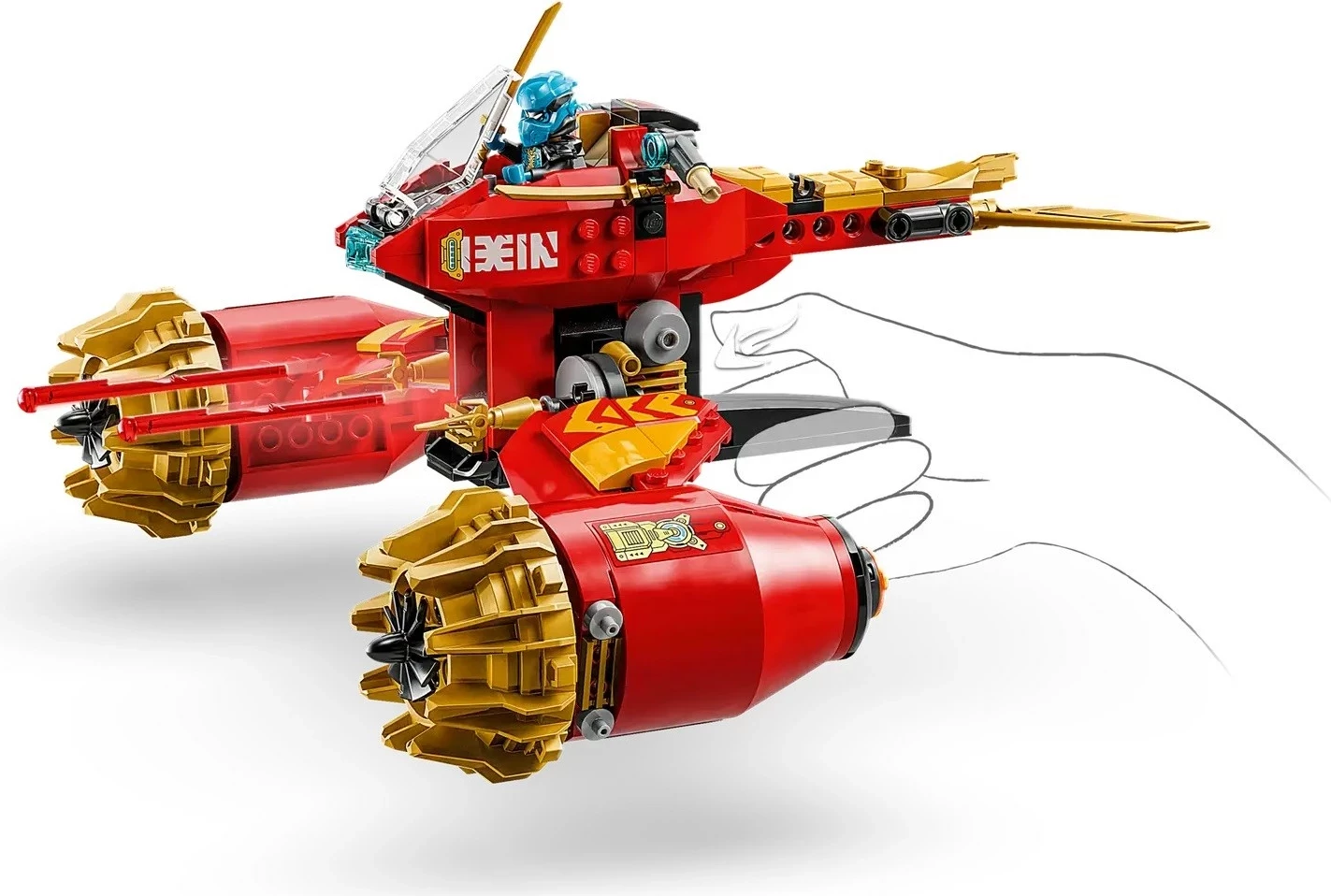 Set LEGO NINJAGO 71830 Kai's Mech Storm Rider, 3 minifigura
