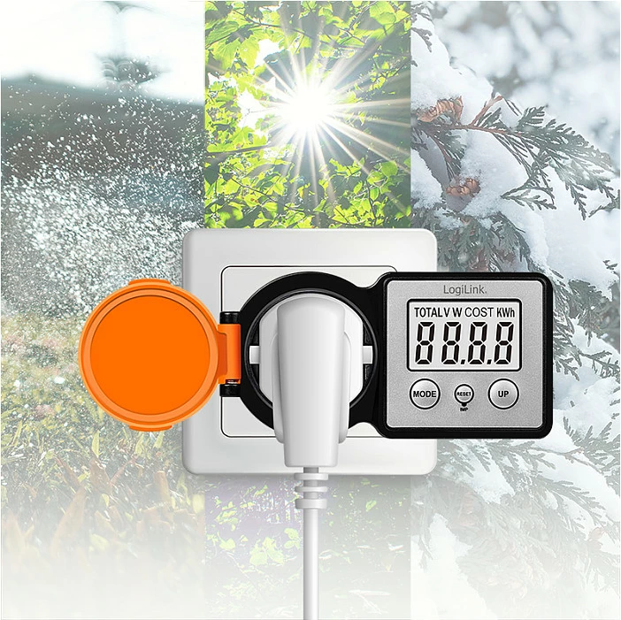 Matës kostoje energjie LogiLink Energy Cost Meter, për jashtë, ekran LCD, prizë Schuko, zi/portokalli