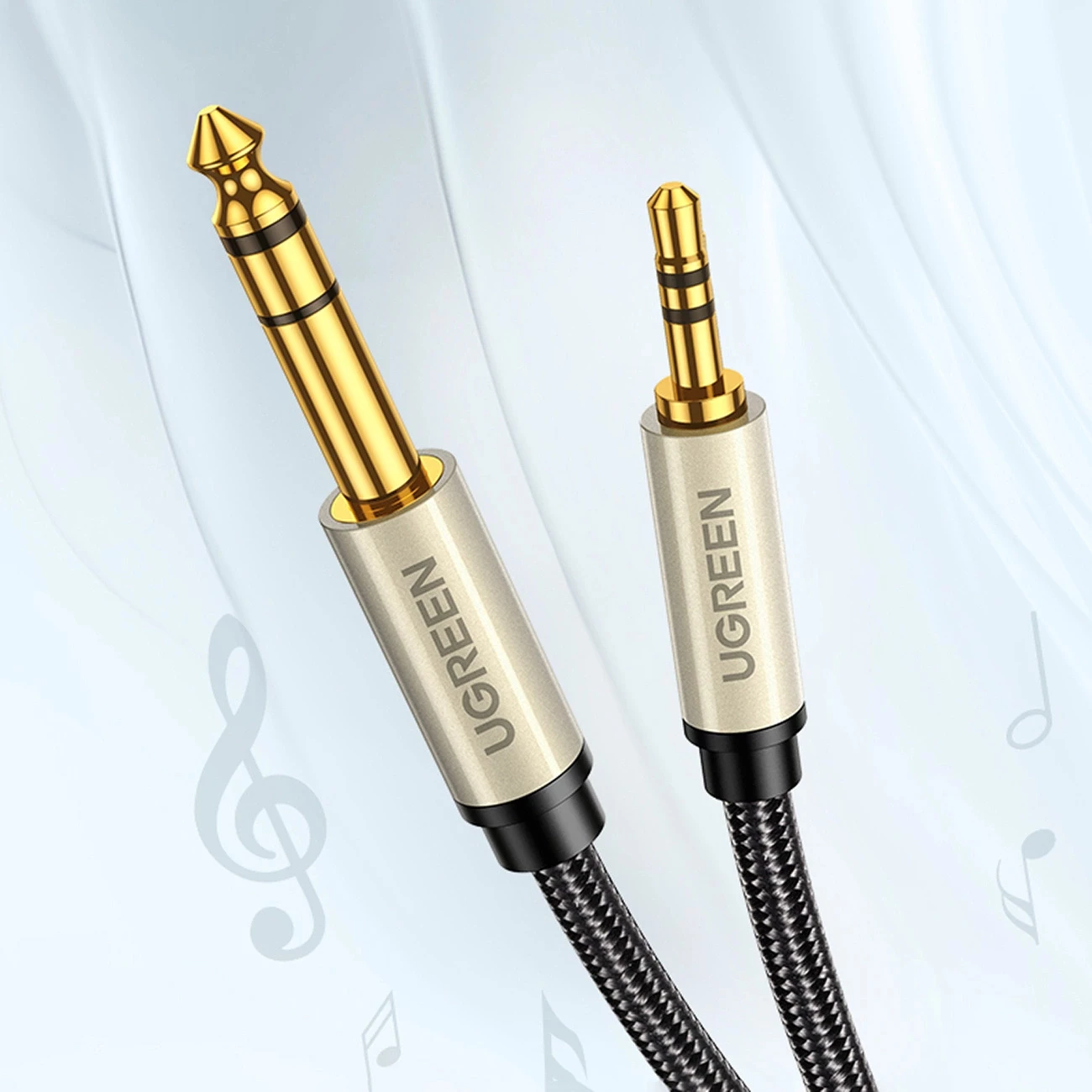 Kabllo audio Ugreen AV127 10630, TRS, mini jack 3.5mm / jack 6.35mm, 5m, Gri