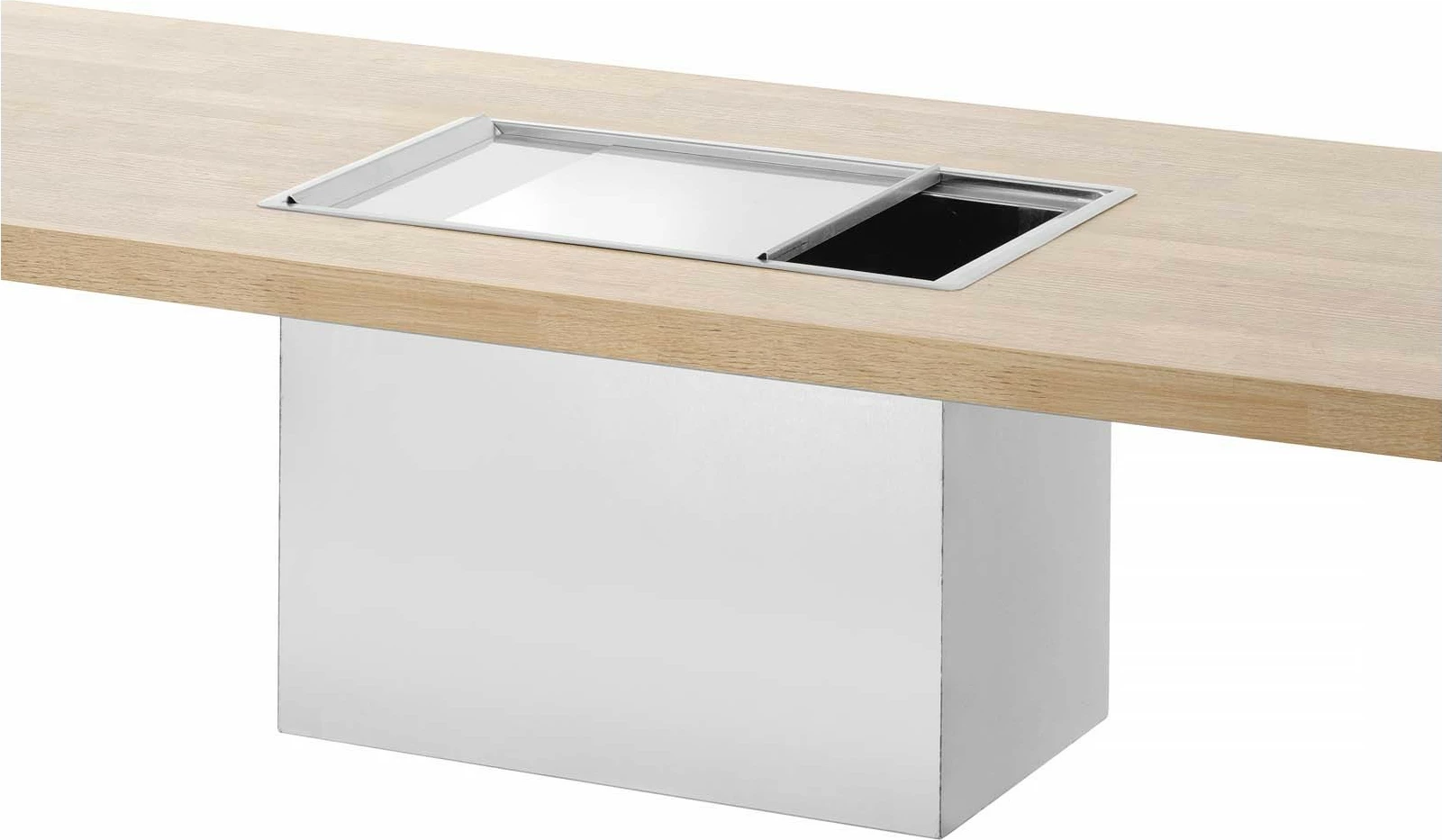 Kuti akulli për banak (drop-in), Barmatic, kapacitet 6 kg, çelik inox AISI 304, kapak rrëshqitës, argjend