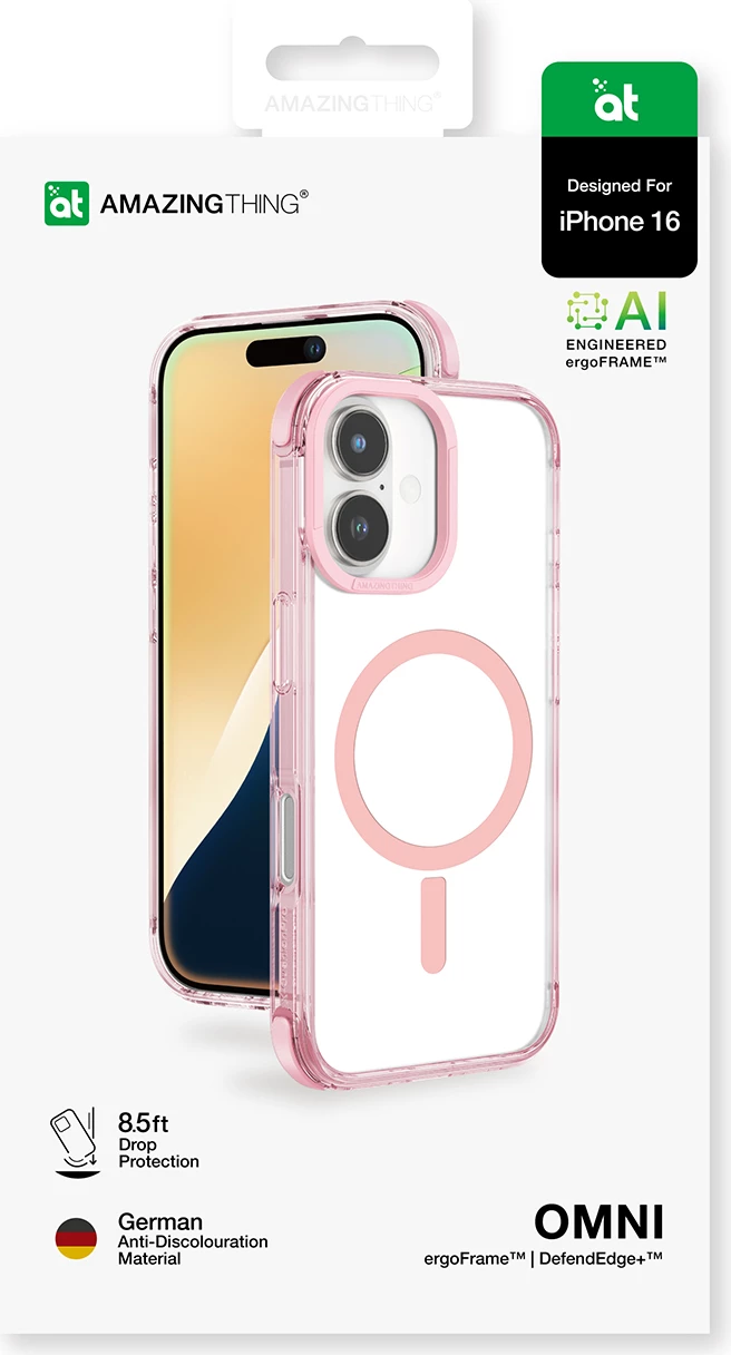 Mbështjellës AmazingThing Omni Mag për iPhone 16, rozë e errët