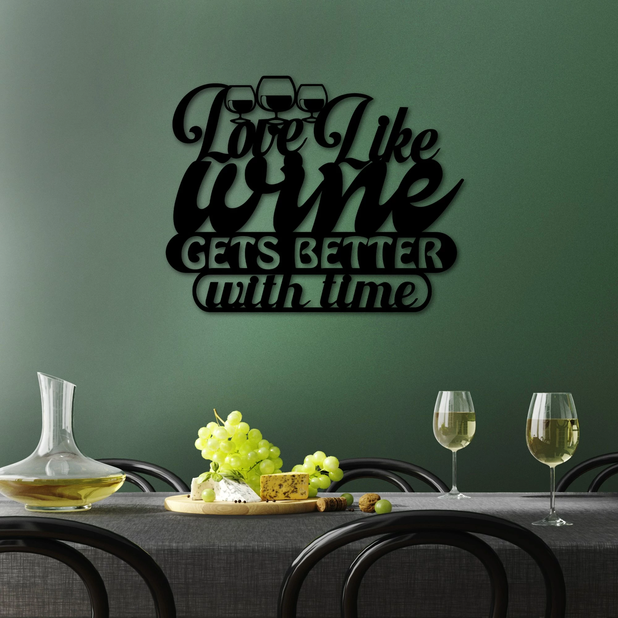 Aksesor dekorativ metalik për mur, Wallity, Wine Better