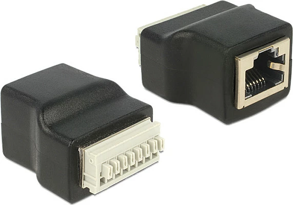 Adapter RJ45 në bllok terminal DeLOCK 65527, femër, zi/argjendtë