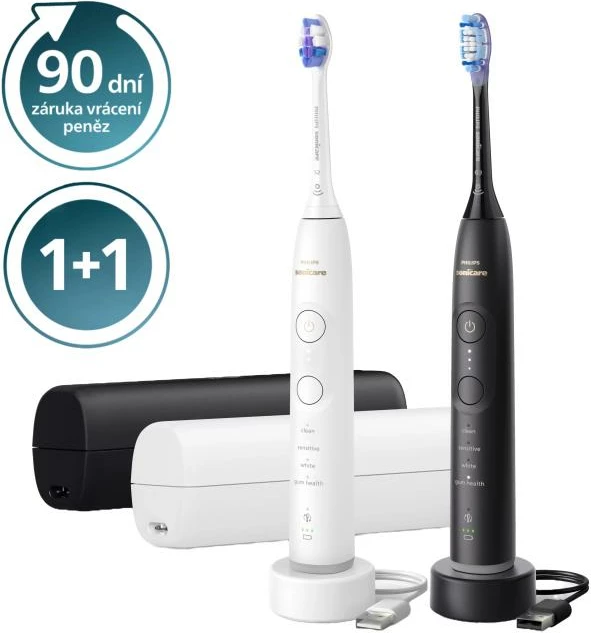 Furçë dhëmbësh elektrike, Philips, Sonicare 7100 HX7429/02, duopack 2 copë, e zezë dhe e bardhë