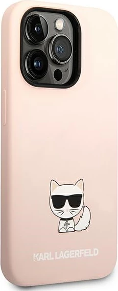 Mbështjellës Karl Lagerfeld KLHCP14LSLCTPI për iPhone 14 Pro 6.1", silikon, rozë
