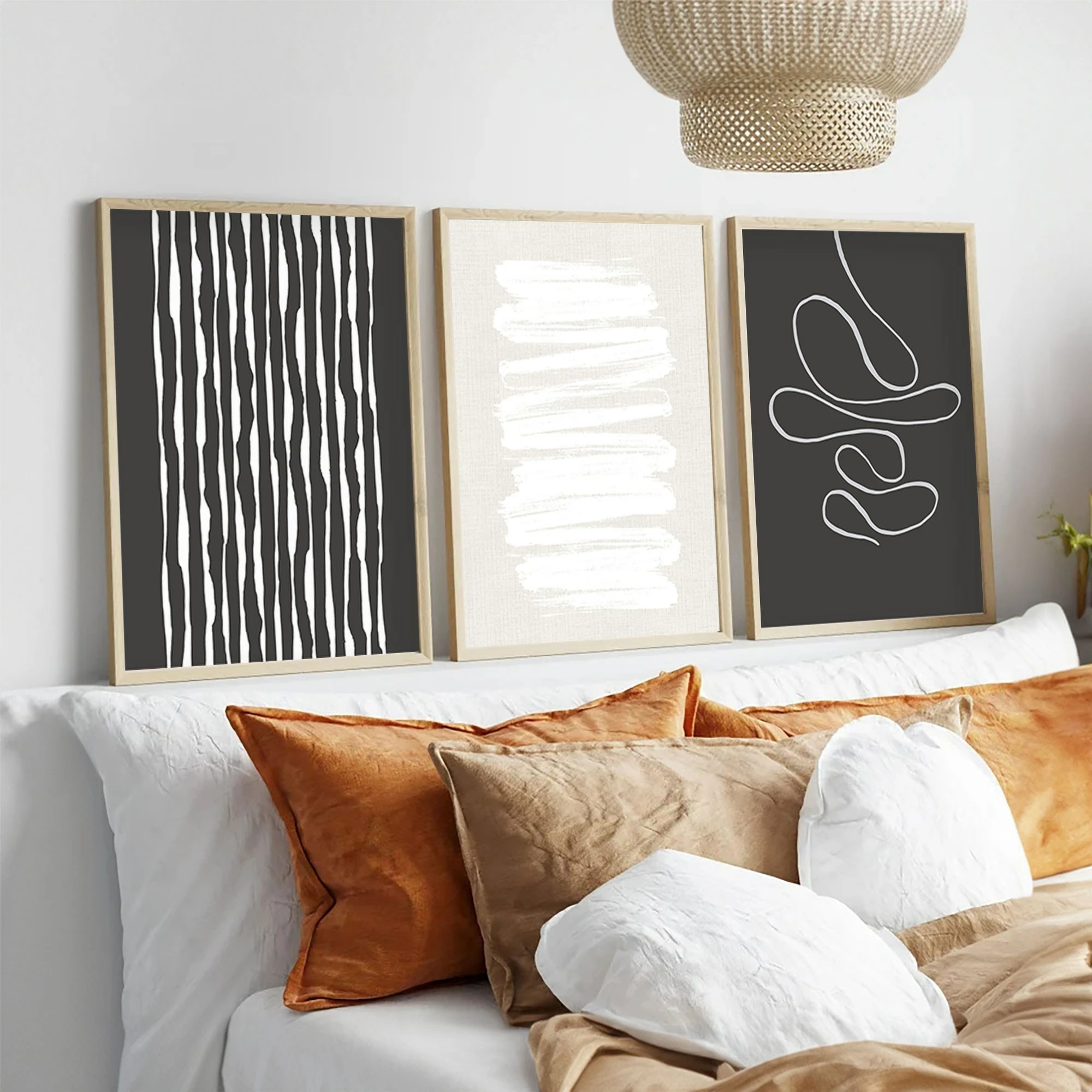 Pikturë dekorative me kornizë, MDF, set prej 3 copash, Wallity, Huhu235, 50x70cm