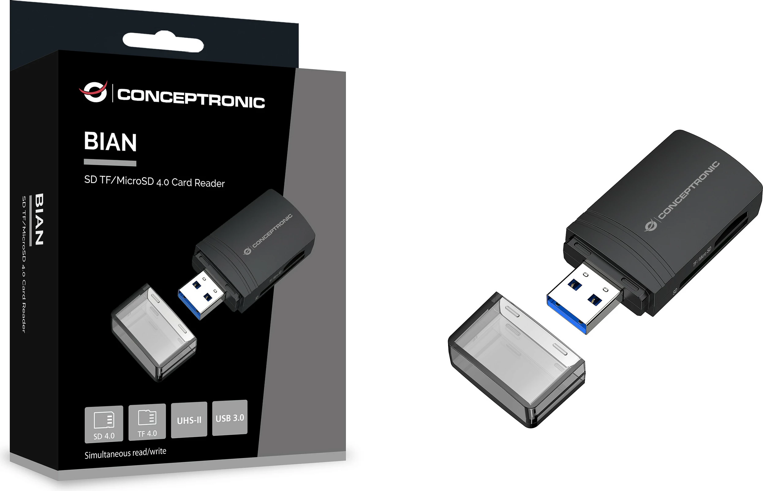 Lexues kartelash Conceptronic BIAN06B, USB 3.2 Gen 1, SD/microSD, 5Gbps, i zi