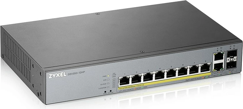 Switch Zyxel GS1350-12HP-EU0101F, Managed, L2, Gigabit Ethernet, PoE, Rack mounting