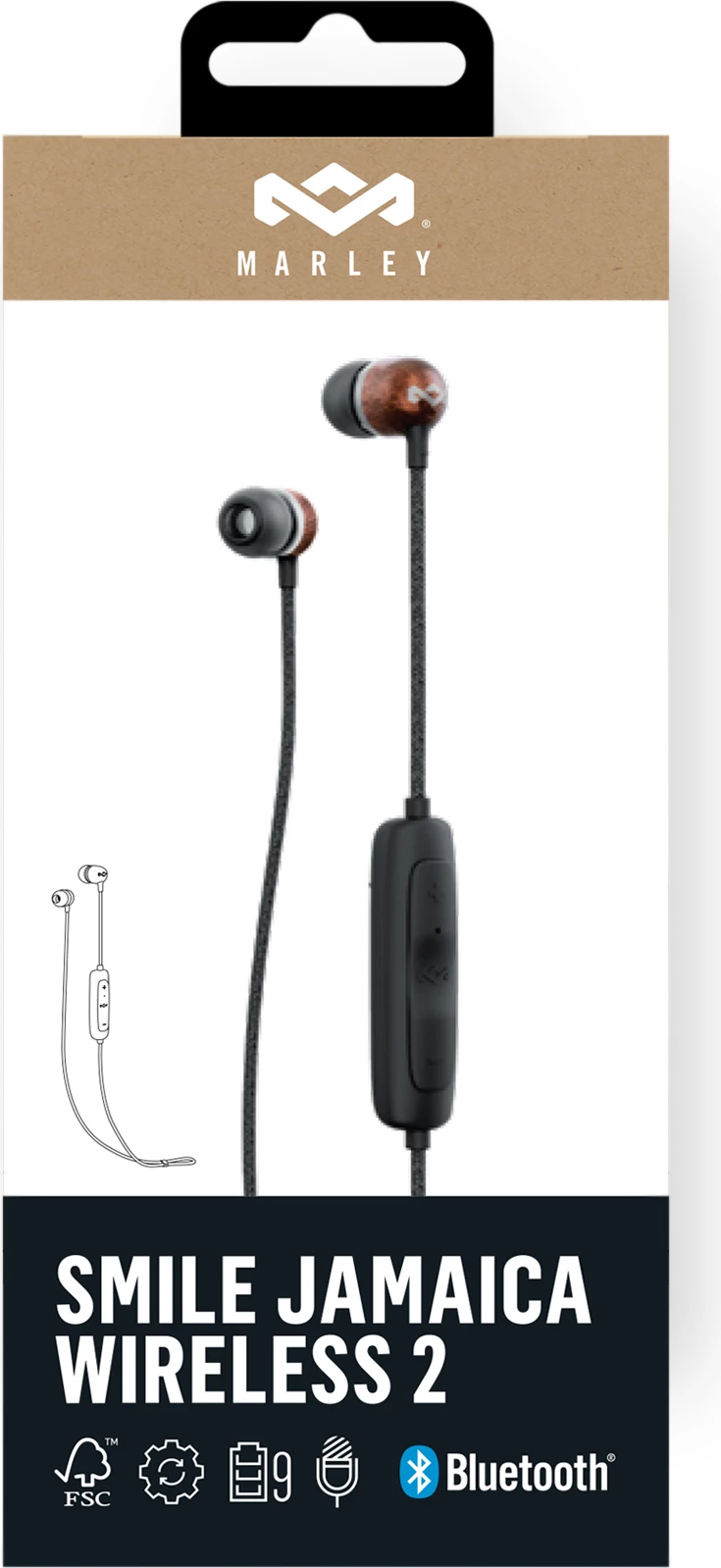 Kufje House of Marley Smile Jamaica Wireless 2, Bluetooth 5.0, 9 orë bateri, IPX4, të zeza