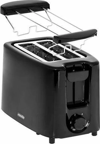 Toster Mesko MS 3220, 2-fetë, 650W (max 900W), 6 nivele pjekjeje, me raft për simite, i zi