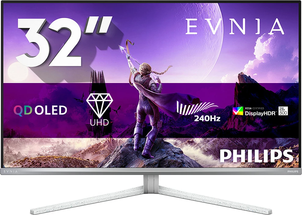 Monitor Philips Evnia 8000 32M2N8900P/00, 31.5", 4K UHD, QD-OLED, 240Hz, i bardhë