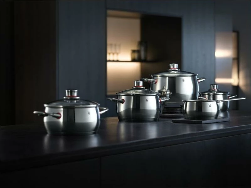 Set tenxhere, WMF, Quality One 07 7455 6380 (7455), inox me kapakë xhami, argjendtë, 5 copë