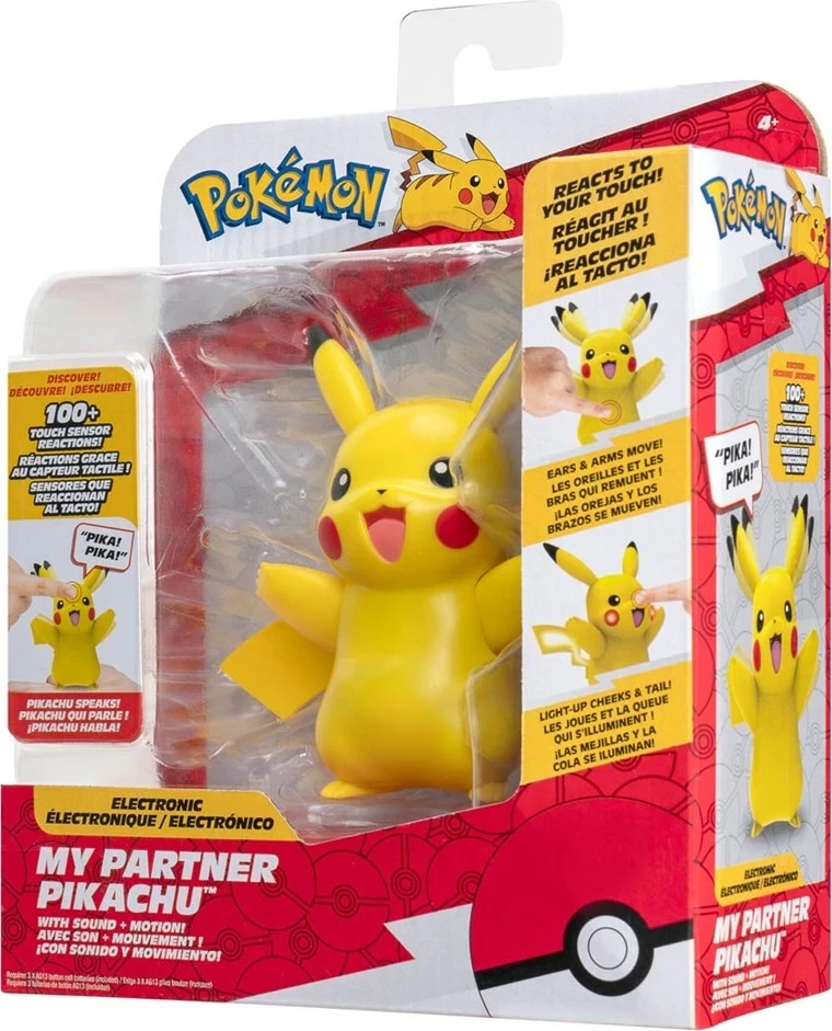 Figurë lodër Pokémon Jazwares My Partner Pikachu, elektronike, me drita dhe tinguj, e verdhë