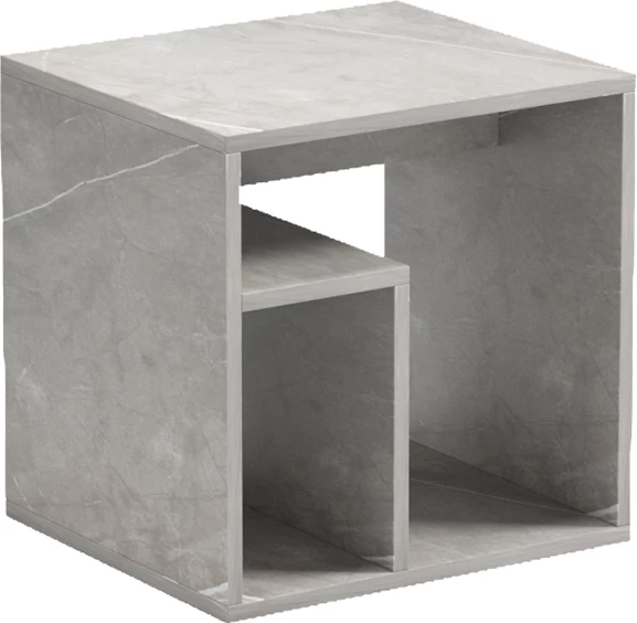 Tavolinë anësore Doublo, pamje mermeri gri-bezhë, 40x35x40cm