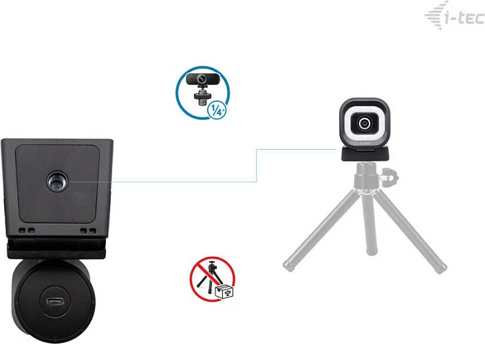 Webcam i-tec SOLOMON 700 STREAM, 4K, Ring Light, 60fps, 8.29MP, e zezë