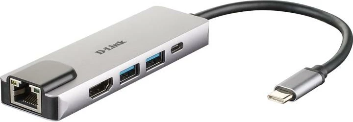 Docking station USB-C, D-Link DUB-M520, HDMI 4K, 2x USB 3.0, RJ45 Gigabit, USB-C PD 60W, argjendtë/zi