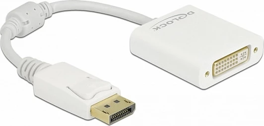 Adapter DisplayPort në DVI-D DeLOCK, DP 1.1, 0.15 m, 1920x1200@60Hz, i bardhë