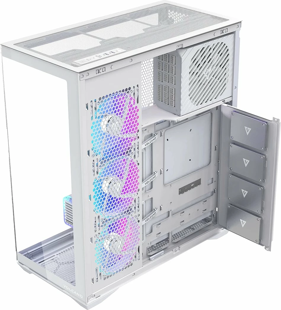 Kasë Modecom Volcano Space XL ARGB 5F Full Tower ATX/eATX, 5 ventilatorë ARGB, e bardhë