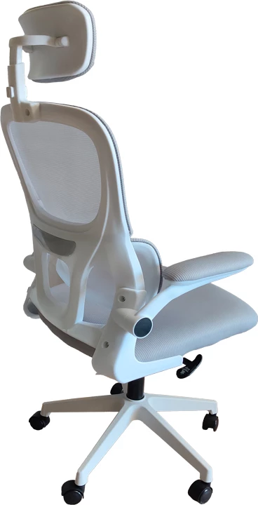 Karrige zyre Recko, pëlhurë rrjete, ngjyrë gri me kornizë të bardhë, 56x62x116-125cm