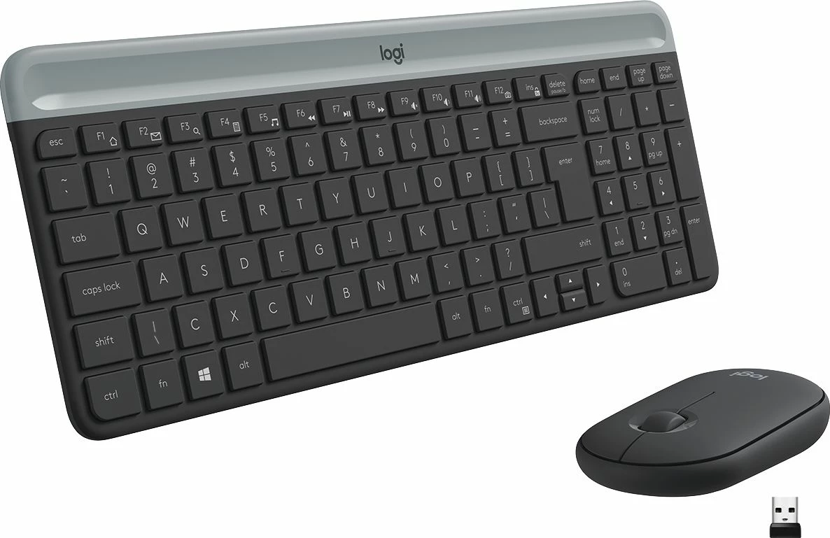 Set tastierë + Maus wireless Logitech MK470 Slim 920-009204, 2.4GHz receiver USB, US layout, gri