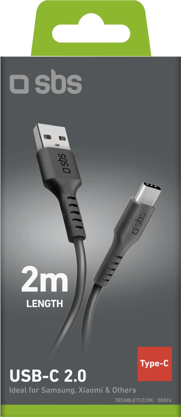 Kabllo USB-A në USB-C SBS TECABLETC220K, 2m, e zezë