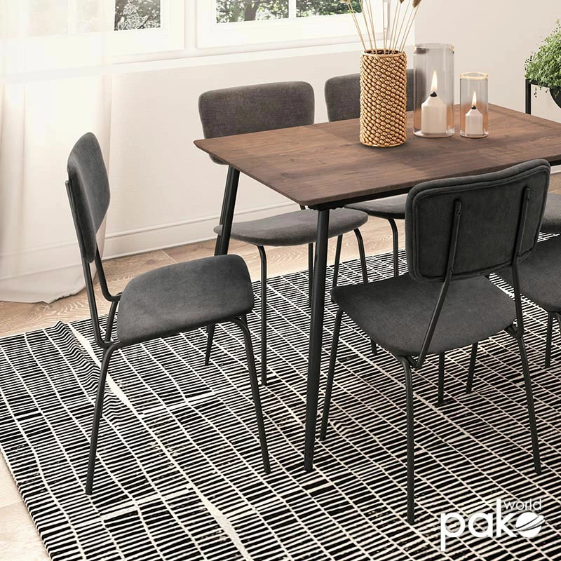 Karrige Tania, ngjyrë gri e errët, këmbë të zeza, set prej 4 copësh