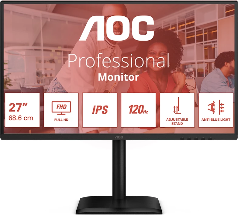 Monitor AOC 27E4U 27" FHD IPS 120Hz 4ms HDR, USB hub, altoparlantë, zi