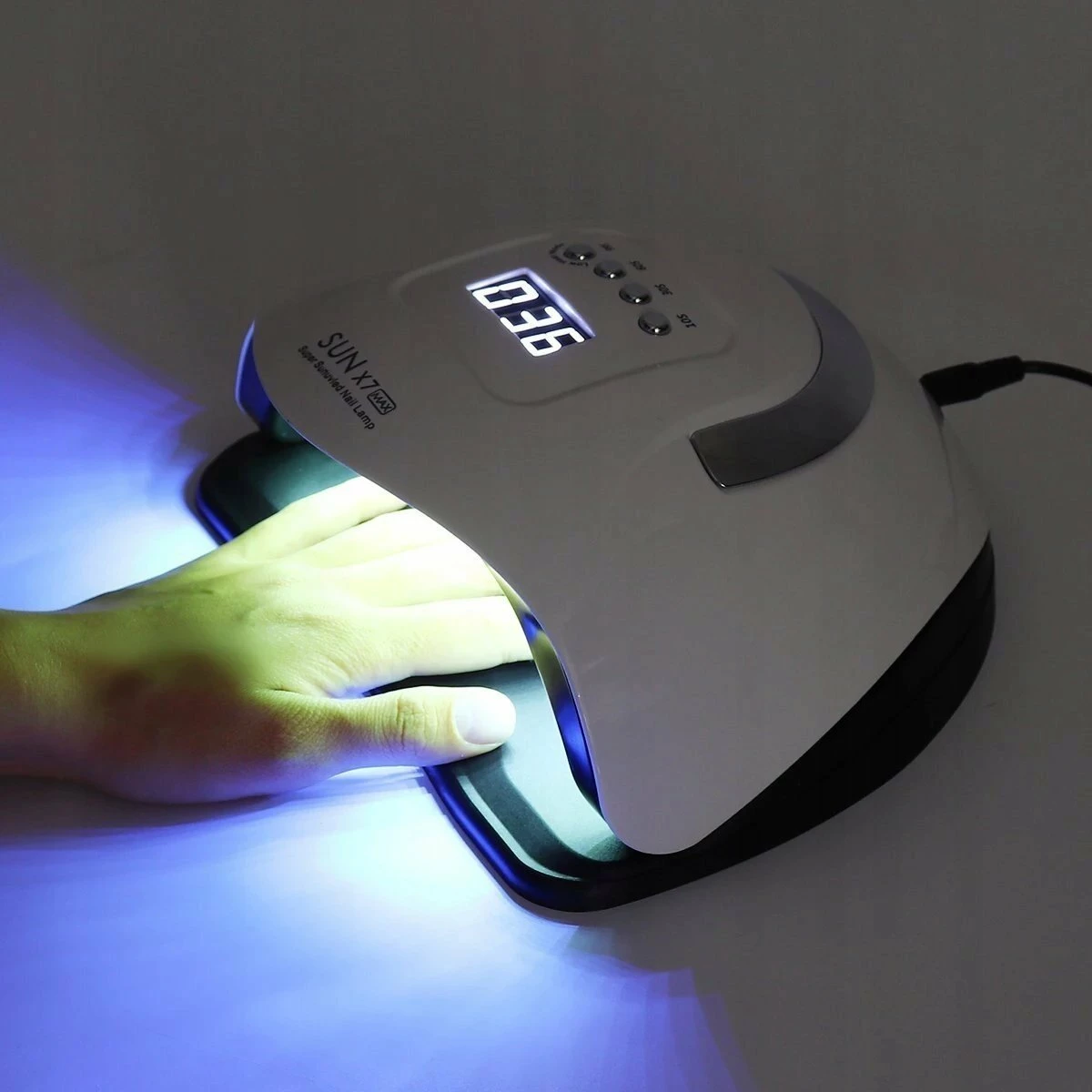 Lampë për thonj ExtraLink Beauty LED UV 180W, LCD, sensor lëvizjeje, e bardhë