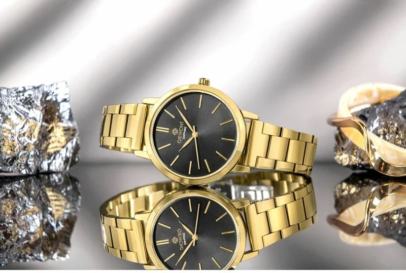 Orë dore femrash Giewont GW2360-B3, e zezë dhe e artë, set