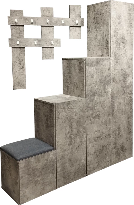 Mobilje korridori Nenich, ngjyrë lisi gri, 150x37x180cm