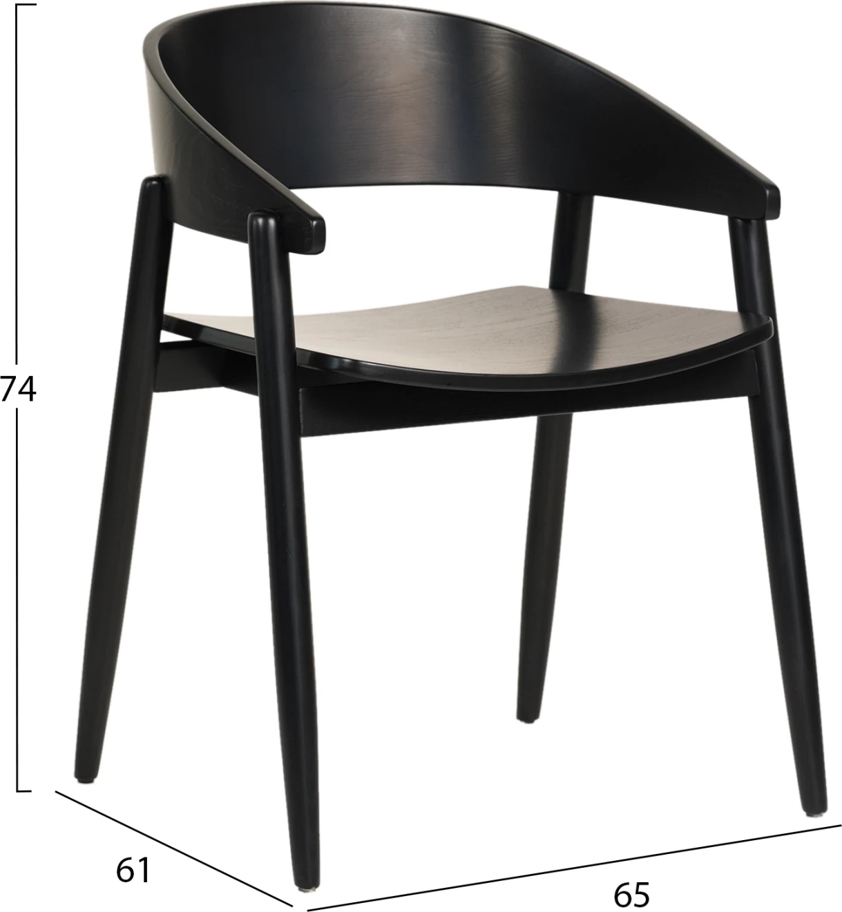 Set ngrënieje CANOP FH21077.02, tavolinë Ø150 cm & 4 karrige, ngjyrë e zezë (5 pjesë)