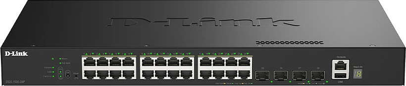 Switch D-Link DGS-1530-28P, 28-Port Gigabit PoE+ me 4x 10G SFP+, rack