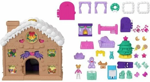 Kalendar aventi Mattel Polly Pocket JFV13, 1 mikro kukull + 24+ aksesorë, set