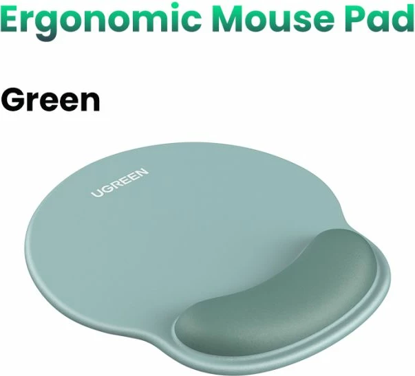 Mauspad ergonomik UGREEN 25243 me mbështetëse kyçi, 220x245mm, memory foam, e gjelbër
