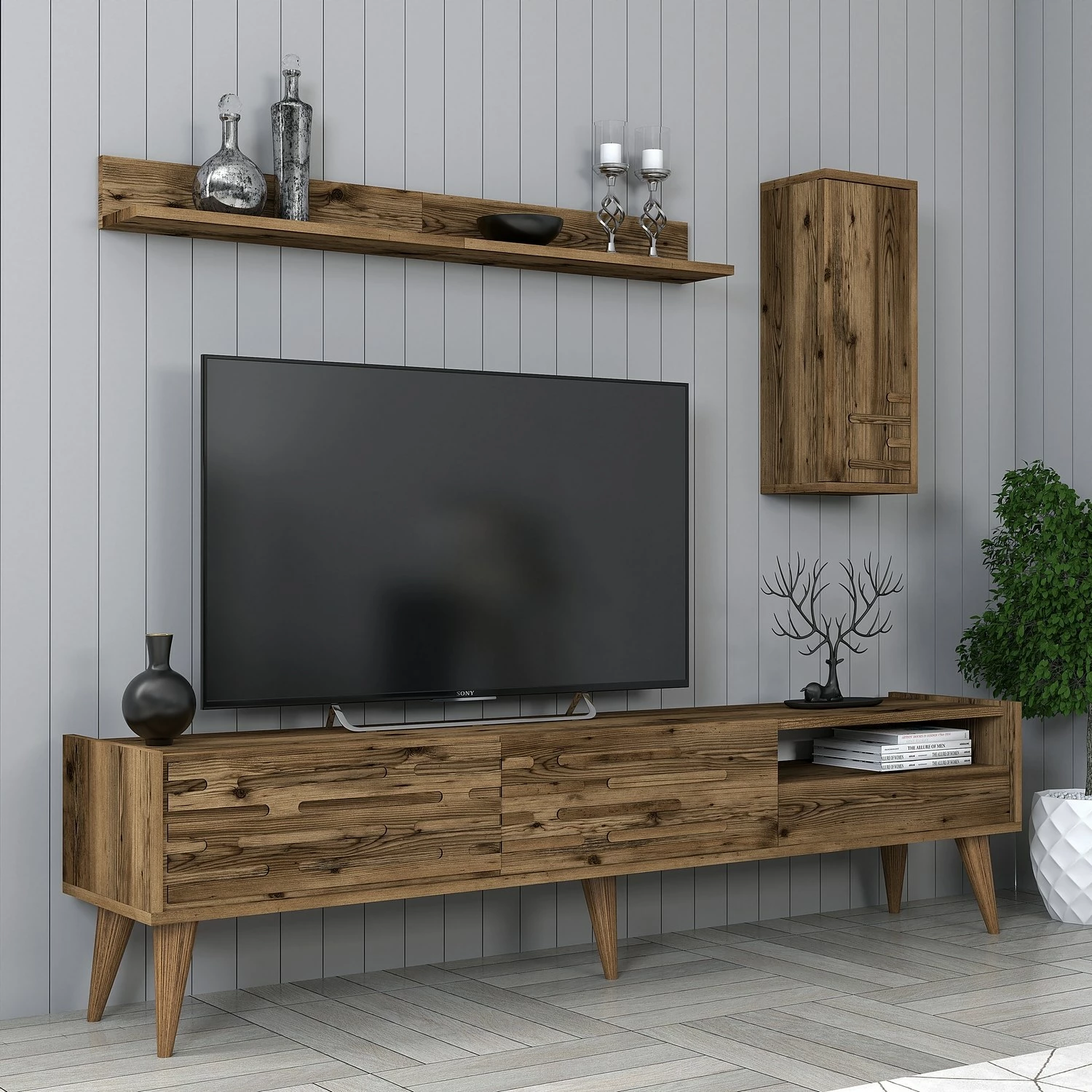 Komodë TV Valensiya, ngjyrë arre, Skye Decor