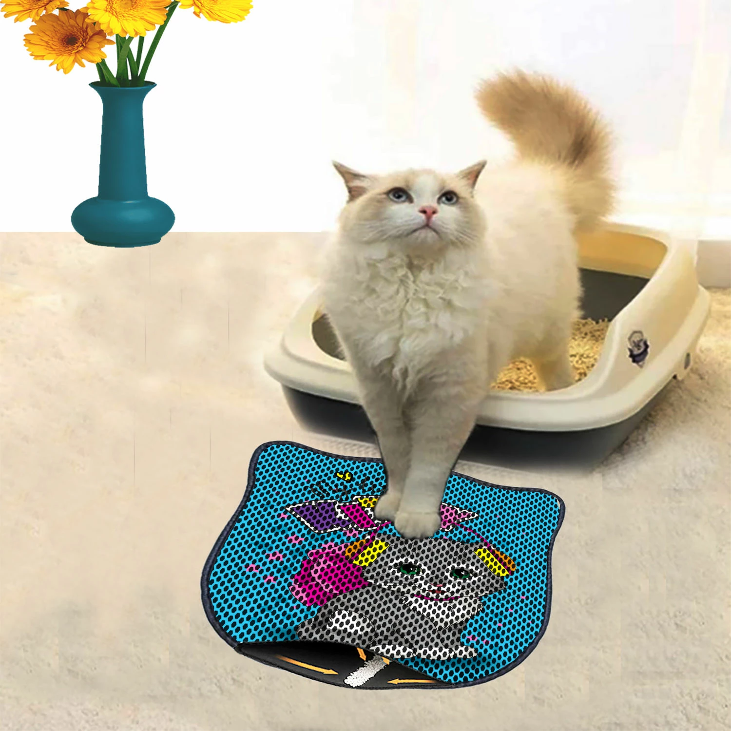 Tapet për rërë mace, shumëngjyrësh, Paws & Whiskers, Kdkafa0245, 40x50cm