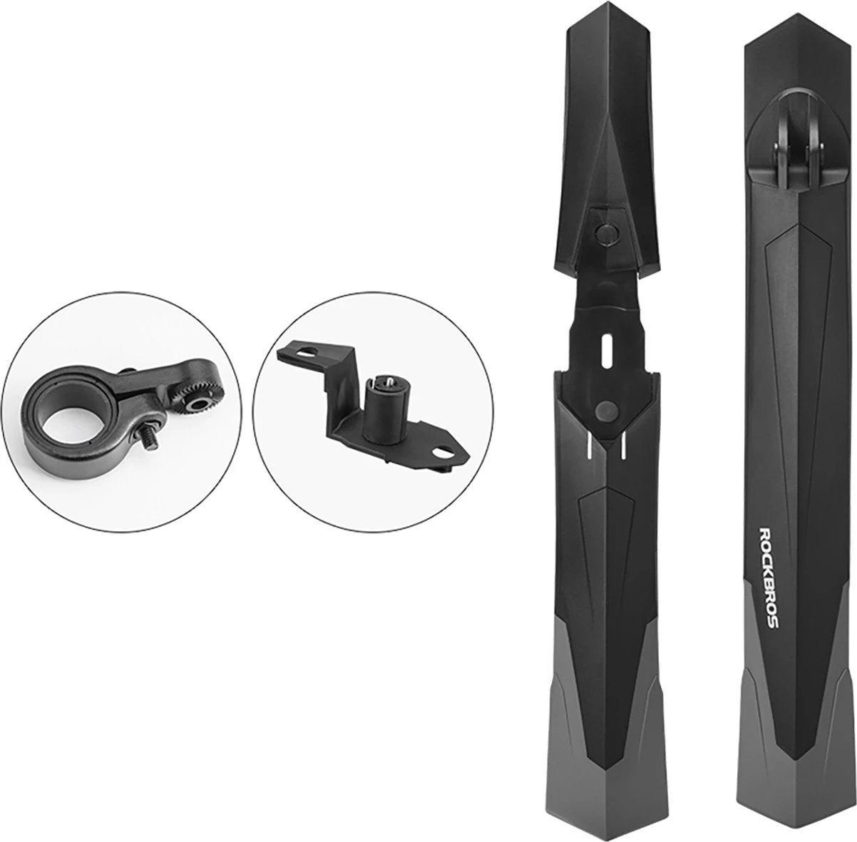 Set mbrojtës balte për biçikletë Rockbros DNB-890, përpara+prapa, set 2 copë, i zi