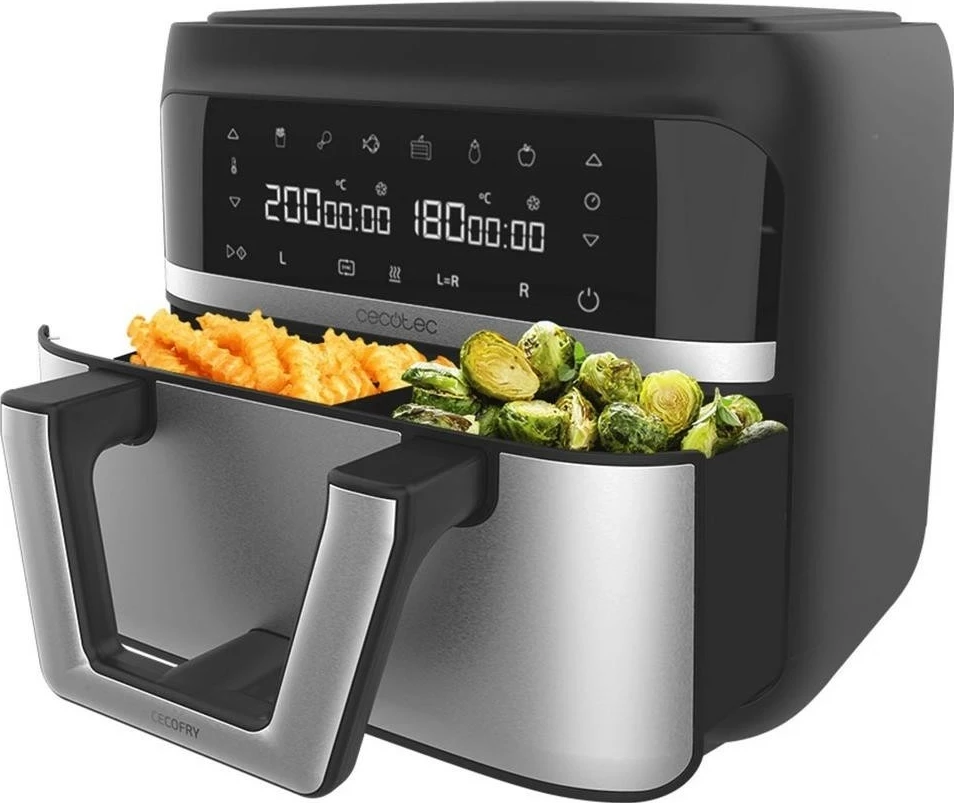 Fritezë pa yndyrë Cecotec Cecofry Dual 9000, 9L, argjend