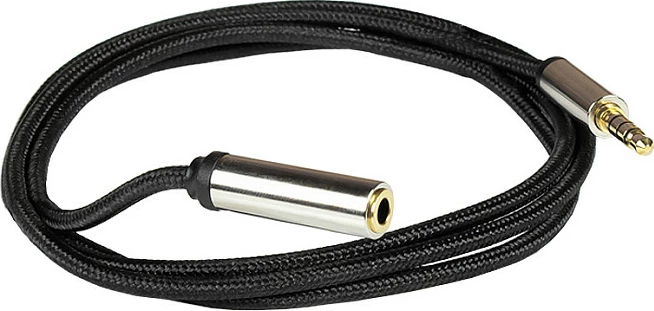 Kabllo audio PYTHON Series 3.5mm 4-pol mashkull-në-femër, 1m, e zezë